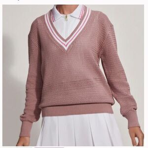 Varley Hadley Deauville Mauve V-Neck Sweater size large NWT